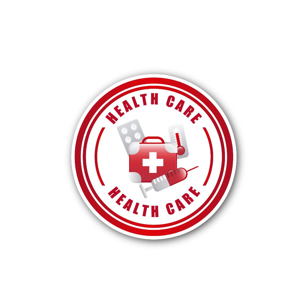 2 (Pieces) 3" and 5" A red First-aid kit with a White Cross Sticker, Waterproof Vinyl Decals for Man