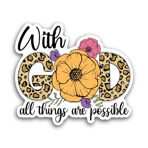 2 (Pieces) 3" and 5" with God All Things are PossibleSticker, Waterproof Vinyl Decals for Many Purpo