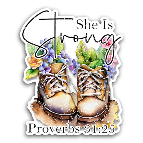 2 (Pieces) 3" and 5" She is Strong Text Sticker, Waterproof Vinyl Decals for Many Purpose Like Cars,