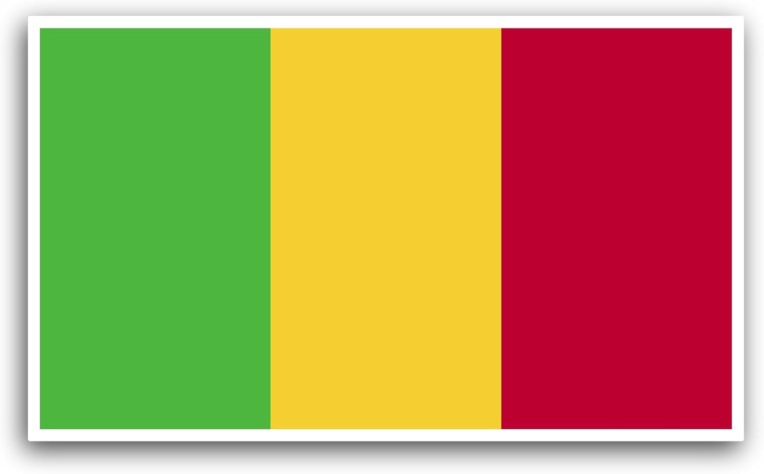 2 (Pieces) 3" and 5" Mali Flag Sticker, Waterproof Vinyl Decals for Many Purpose Like Cars, Trucks, Laptops, Phones, Windows and More