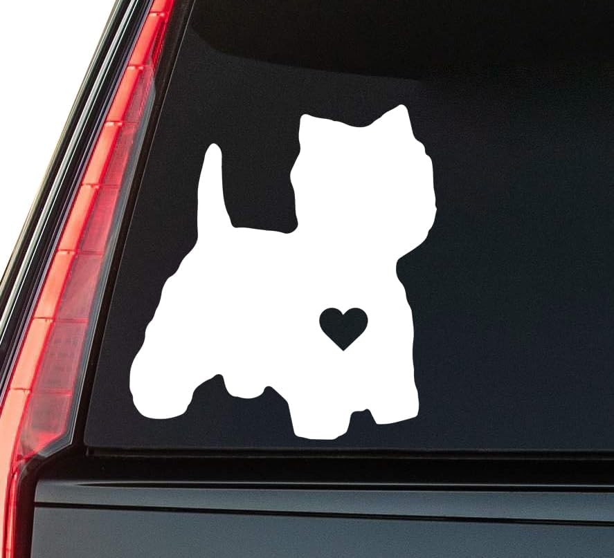 White Terrier Window Vinyl Decal Sticker 6" (White), Waterproof Vinyl Decals for Many Purpose Like Cars, Trucks, Laptops, Phones, Windows and More
