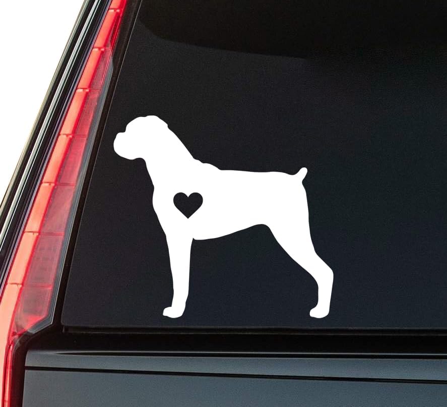 Boxer Dog Window Vinyl Decal Sticker 6" (White), Waterproof Vinyl Decals for Many Purpose Like Cars, Trucks, Laptops, Phones, Windows and More
