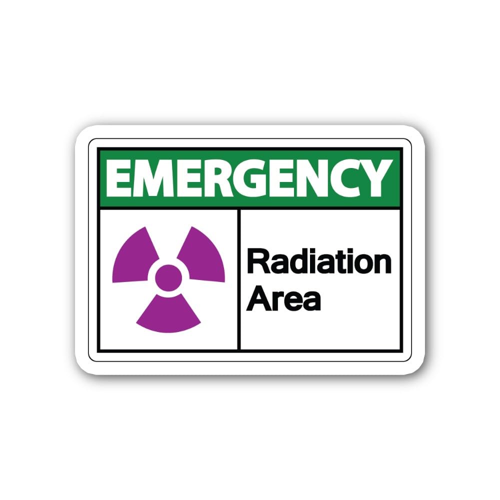 2 (Pieces) 3" and 5" Emergency Radiation Area Sign Sticker, Waterproof Vinyl Decals for Many Purpose