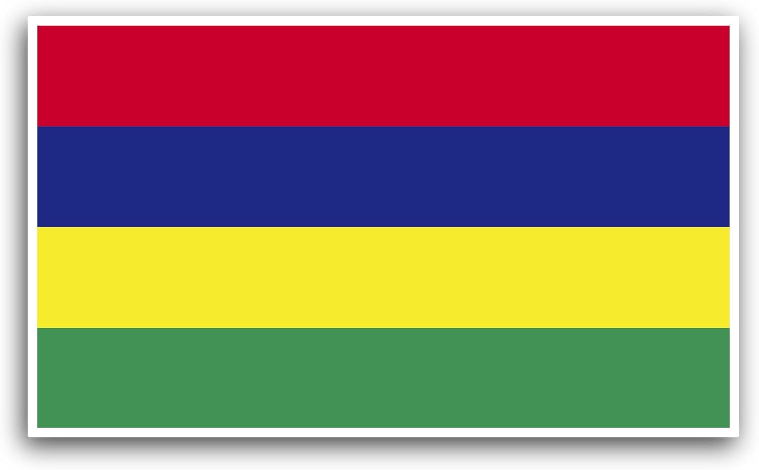 2 (Pieces) 3" and 5" Mauritius Flag Sticker, Waterproof Vinyl Decals for Many Purpose Like Cars, Trucks, Laptops, Phones, Windows and More