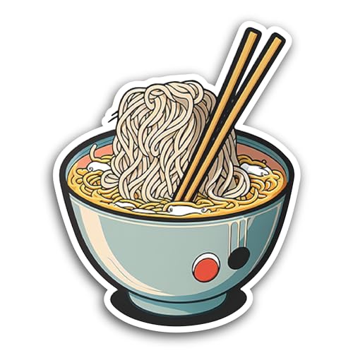 2 (Pieces) 3" and 5" Bowl of Noodles Sticker, Waterproof Vinyl Decals for Many Purpose Like Cars, Tr