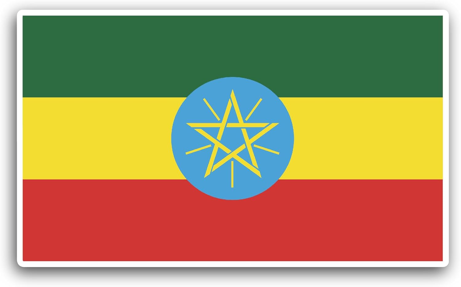 2 (Pieces) 3" and 5" Ethiopia Flag Sticker, Waterproof Vinyl Decals for Many Purpose Like Cars, Trucks, Laptops, Phones, Windows and More