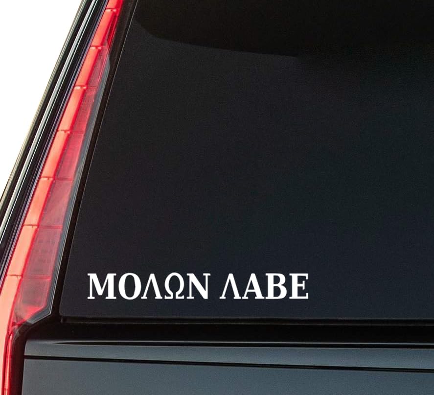 Molon Labe Window Vinyl Decal Sticker 6" (White), Waterproof Vinyl Decals for Many Purpose Like Cars, Trucks, Laptops, Phones, Windows and More