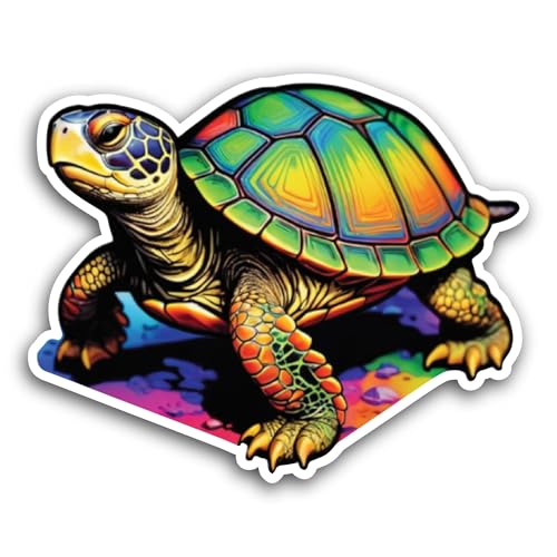 2 (Pieces) 3" and 5" Colorful Turtle Sticker, Waterproof Vinyl Decals for Many Purpose Like Cars, Tr