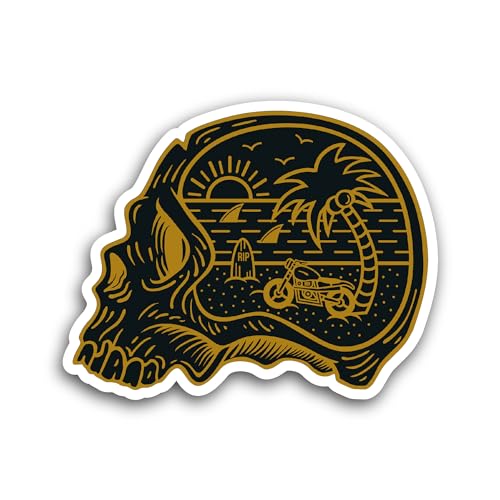 2 (Pieces) 3" and 5" Head Skull Summer Sticker, Waterproof Vinyl Decals for Many Purpose Like Cars, 
