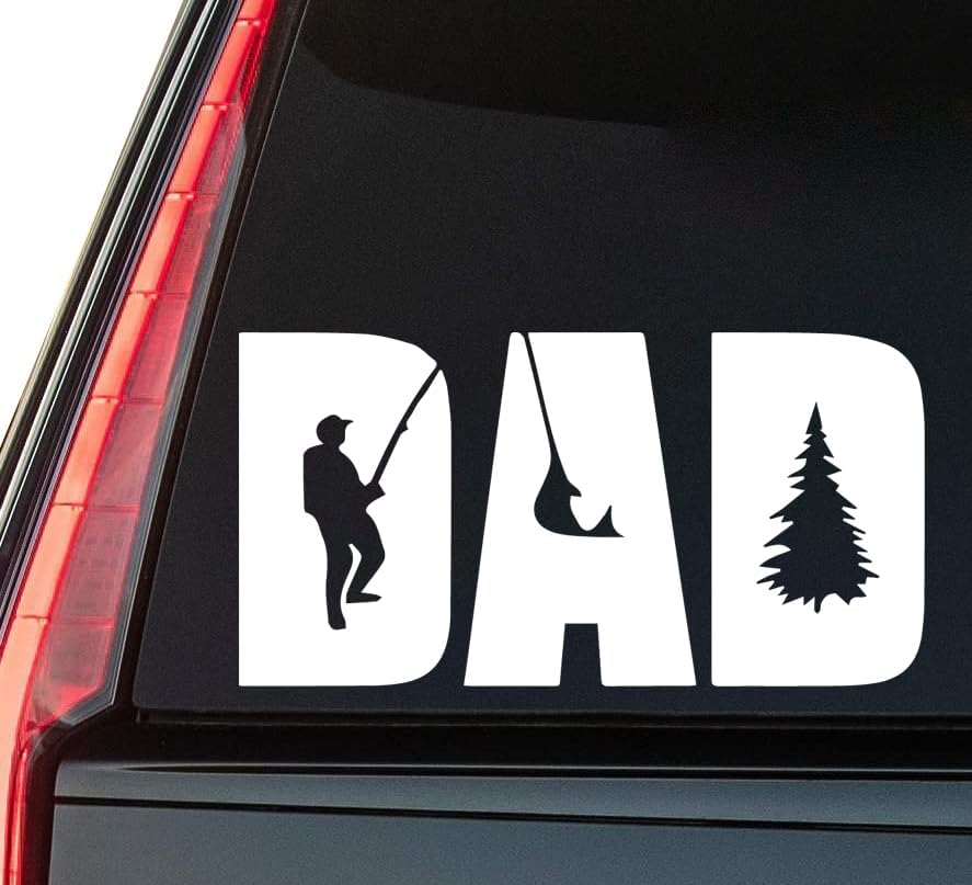 Dad Window Vinyl Decal Sticker 6" (White), Waterproof Vinyl Decals for Many Purpose Like Cars, Trucks, Laptops, Phones, Windows and More