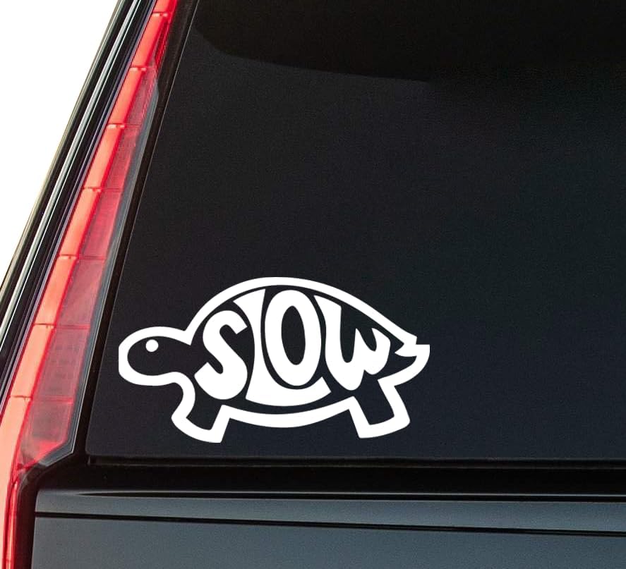 Slow Window Vinyl Decal Sticker 6" (White), Waterproof Vinyl Decals for Many Purpose Like Cars, Trucks, Laptops, Phones, Windows and More