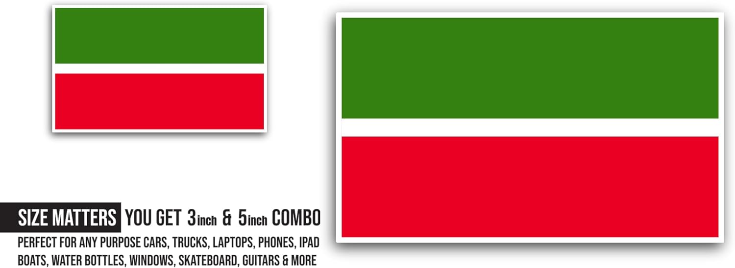 2 (Pieces) 3" and 5" Tatarstan Flag Sticker, Waterproof Vinyl Decals for Many Purpose Like Cars, Trucks, Laptops, Phones, Windows and More