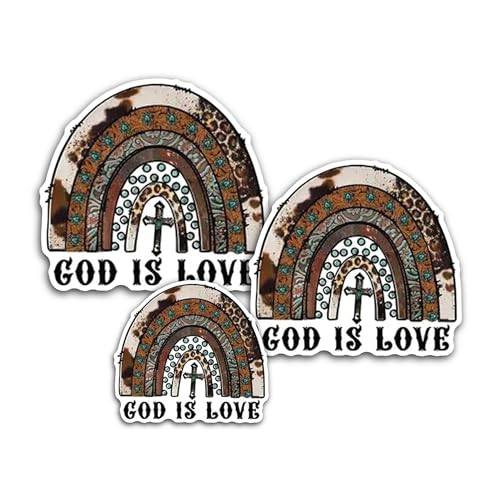 3 (Pieces) 1" 2" and 3" God is Love Message Decal Sticker, Waterproof & Scratch Resistant for Many P