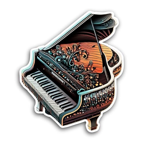 2 (Pieces) 3" and 5" Colorful Piano Sticker, Waterproof Vinyl Decals for Many Purpose Like Cars, Tru