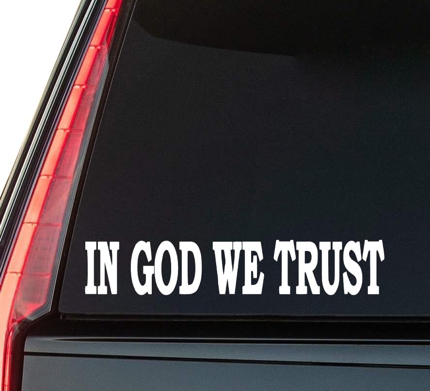 in God We Trust Window Vinyl Decal Sticker 6" (White), Waterproof Vinyl Decals for Many Purpose Like Cars, Trucks, Laptops, Phones, Windows and More