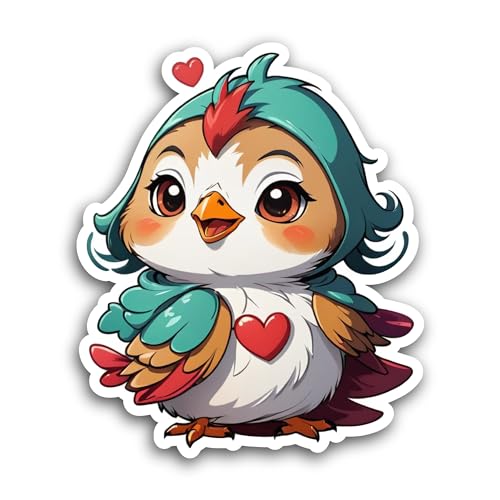 2 (Pieces) 3" and 5" Bird Cartoon Character Sticker, Waterproof Vinyl Decals for Many Purpose Like C