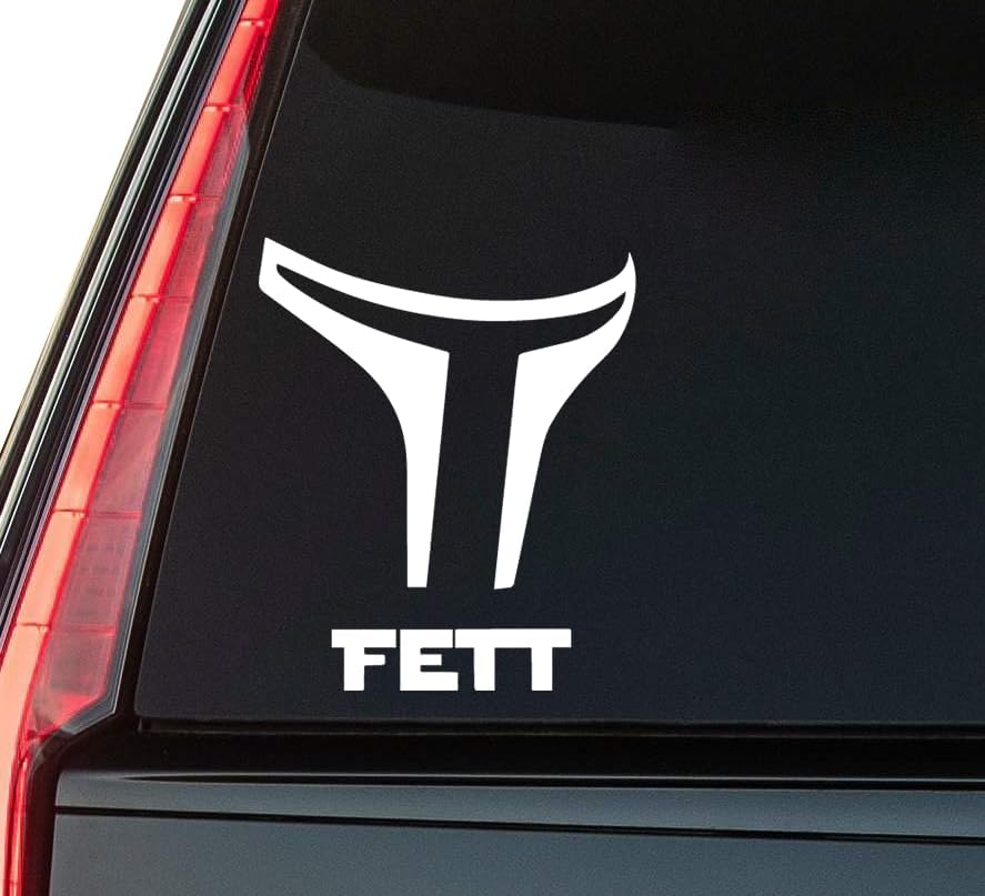 Fett Window Vinyl Decal Sticker 6" (White), Waterproof Vinyl Decals for Many Purpose Like Cars, Trucks, Laptops, Phones, Windows and More