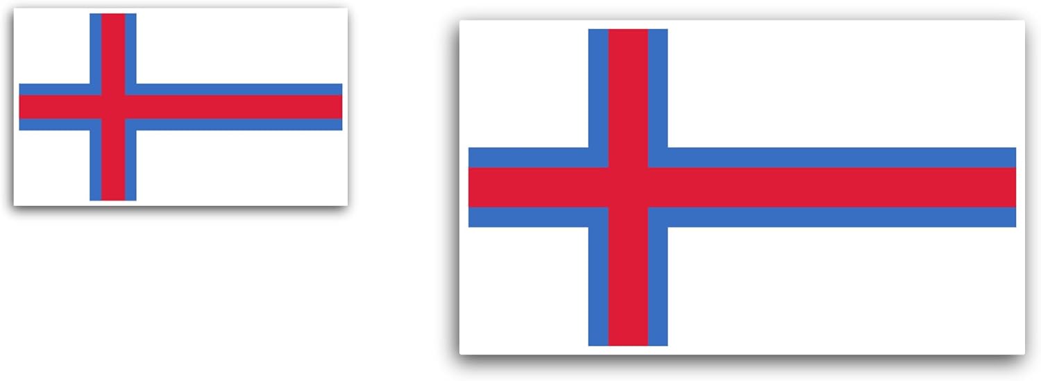 2 (Pieces) 3" and 5" Faroe Islands Flag Sticker, Waterproof Vinyl Decals for Many Purpose Like Cars, Trucks, Laptops, Phones, Windows and More