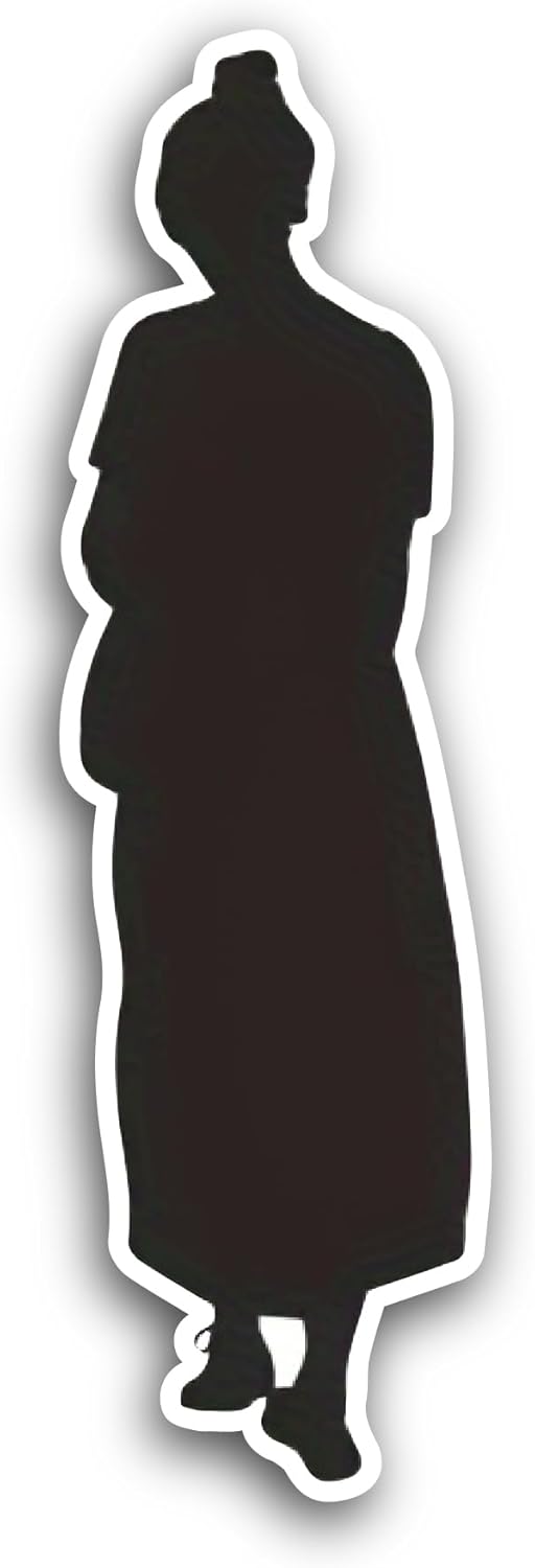 2 (Pieces) 3" and 5" Silhouette of Elderly Woman Sticker, Waterproof Vinyl Decals for Many Purpose Like Cars, Trucks, Laptops, Phones, Windows and More