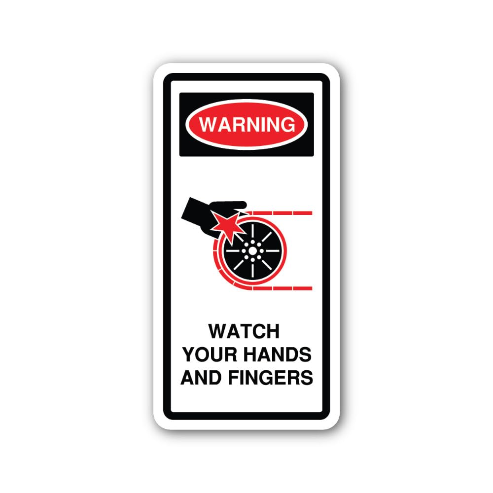 2 (Pieces) 3" and 5" Warning Watch Your Hands and Fingers Sticker, Waterproof Vinyl Decals for Many 