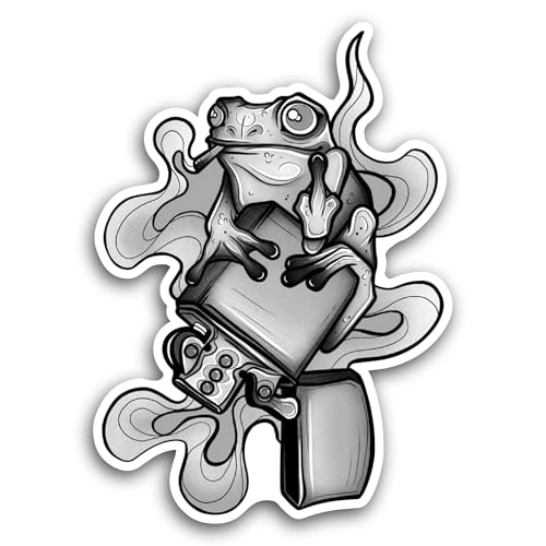 2 (Pieces) 3" and 5" Black and Grey Frog Sticker, Waterproof Vinyl Decals for Many Purpose Like Cars