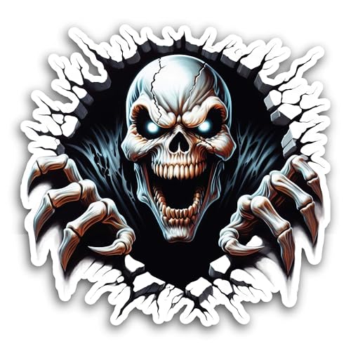 2 (Pieces) 3" and 5" Black and White Skull Sticker, Waterproof Vinyl Decals for Many Purpose Like Ca