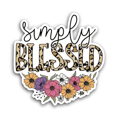 2 (Pieces) 3" and 5" Simply Blessed Decal Sticker, Waterproof Vinyl Decals for Many Purpose Like Car
