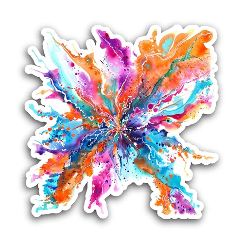 2 (Pieces) 3" and 5" Colorful Watercolor Splash Sticker, Waterproof Vinyl Decals for Many Purpose Li