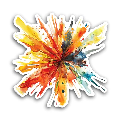 2 (Pieces) 3" and 5'' Colored Burst of Paint Sticker, Waterproof Vinyl Decals for Many Purpose Like 