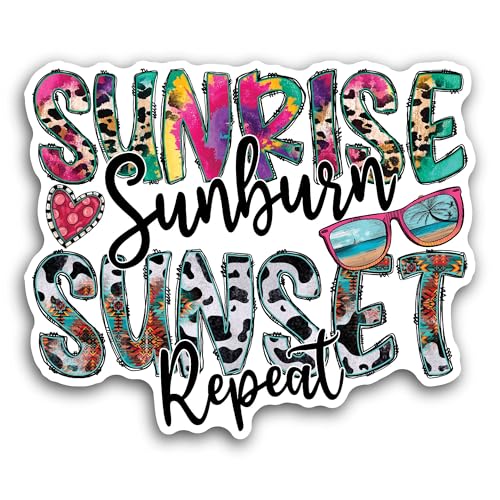 2 (Pieces) 3" and 5" Sunrise Sticker, Waterproof Vinyl Decals for Many Purpose Like Cars, Trucks, La