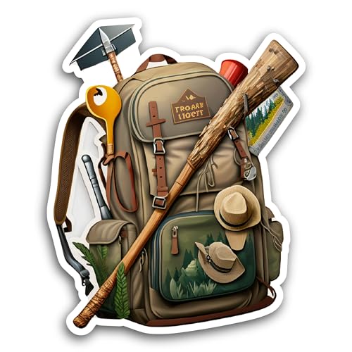 2 (Pieces) 3" and 5" Backpack for Hiking Sticker, Waterproof Vinyl Decals for Many Purpose Like Cars