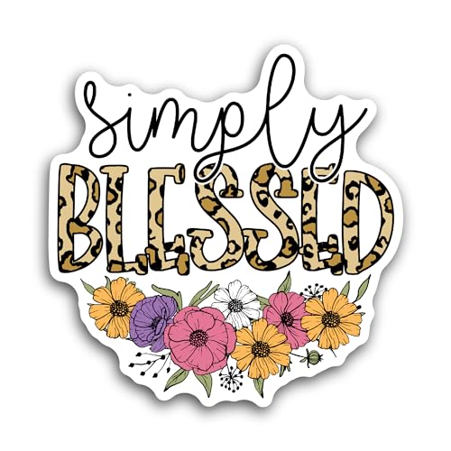 2 (Pieces) 3" and 5" Blessed Text with Flowers Sticker, Waterproof Vinyl Decals for Many Purpose Lik