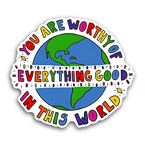 2 (Pieces) 3" and 5" You are Worthy Text Sticker, Waterproof Vinyl Decals for Many Purpose Like Cars