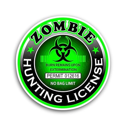 2 (Pieces) 3" and 5" Zombie Hunting Text Sticker, Waterproof Vinyl Decals for Many Purpose Like Cars