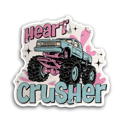 2 (Pieces) 3" and 5" Heart Crusher Sticker, Waterproof Vinyl Decals for Many Purpose Like Cars, Truc