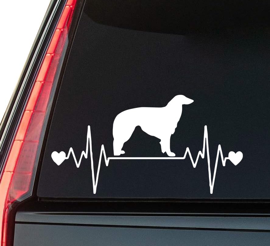 Borzoi Dog Window Vinyl Decal Sticker 6" (White), Waterproof Vinyl Decals for Many Purpose Like Cars, Trucks, Laptops, Phones, Windows and More