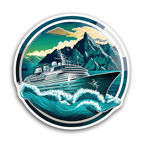 2 (Pieces) 3" and 5" Cruise Ship Sticker, Waterproof Vinyl Decals for Many Purpose Like Cars, Trucks