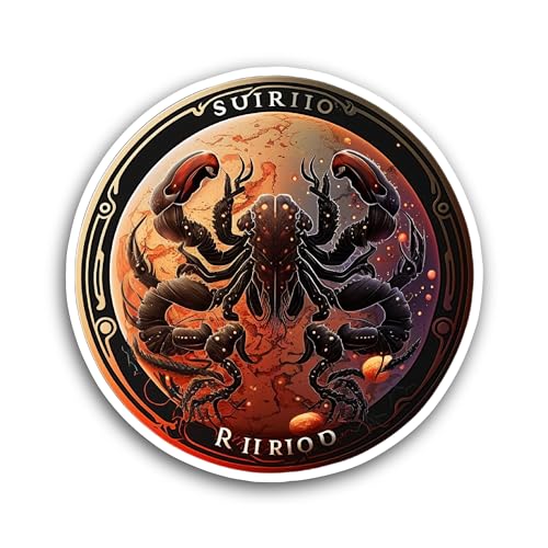 2 (Pieces) 3" and 5" Zodiac Sign of Scorpio Sticker, Waterproof Vinyl Decals for Many Purpose Like C