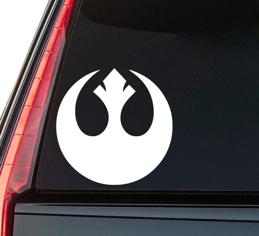 Reb3l Symbol Window Vinyl Decal Sticker 6" (White), Waterproof Vinyl Decals for Many Purpose Like Cars, Trucks, Laptops, Phones, Windows and More