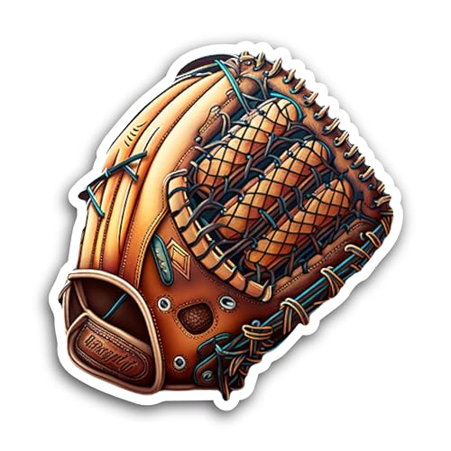 2 (Pieces) 3" and 5" Baseball Glove Sticker, Waterproof Vinyl Decals for Many Purpose Like Cars, Tru