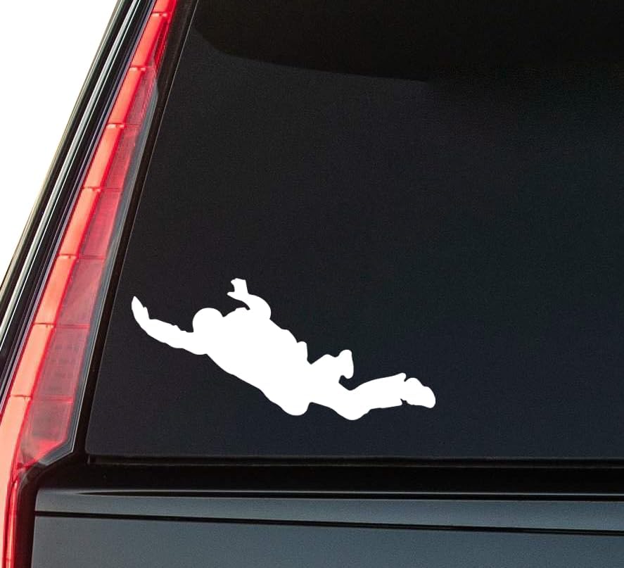 Skydiving Window Vinyl Decal Sticker 6" (White), Waterproof Vinyl Decals for Many Purpose Like Cars, Trucks, Laptops, Phones, Windows and More