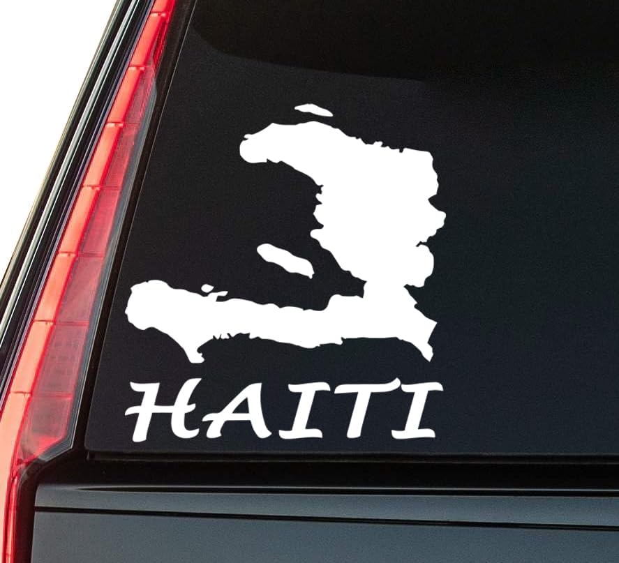 Haiti Window Vinyl Decal Sticker 6" (White), Waterproof Vinyl Decals for Many Purpose Like Cars, Trucks, Laptops, Phones, Windows and More