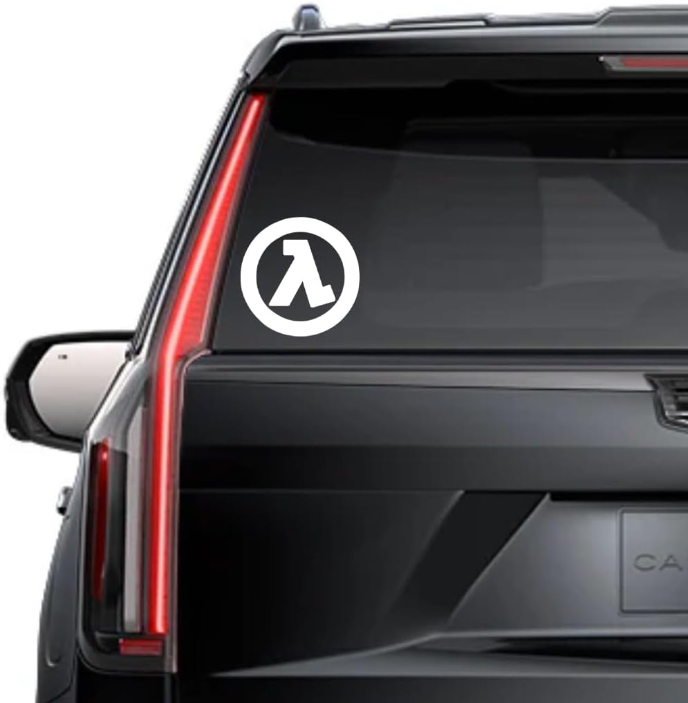 Black Lambda Window Vinyl Decal Sticker 6" (White), Waterproof Vinyl Decals for Many Purpose Like Cars, Trucks, Laptops, Phones, Windows and More