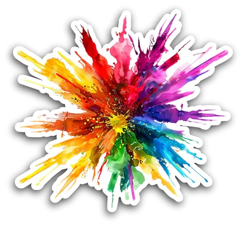 2 (Pieces) 3" and 5" Colorful Paint Art Sticker, Waterproof Vinyl Decals for Many Purpose Like Cars,