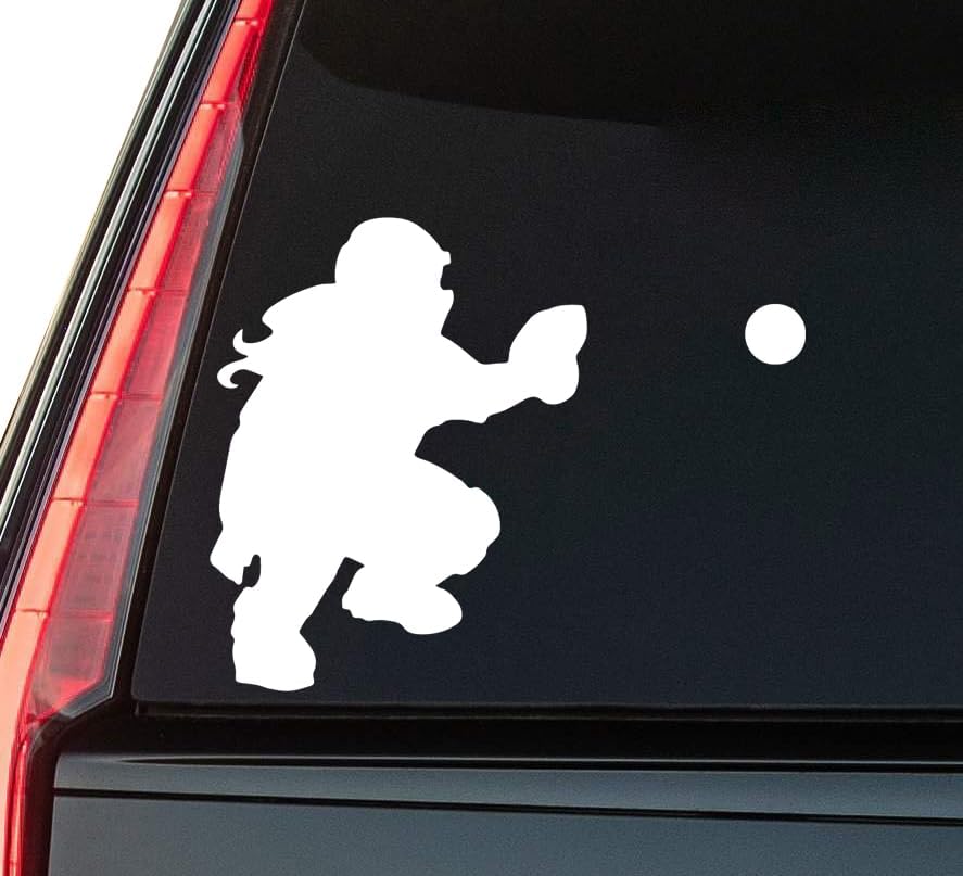 Softball Player Window Vinyl Decal Sticker 6" (White), Waterproof Vinyl Decals for Many Purpose Like Cars, Trucks, Laptops, Phones, Windows and More