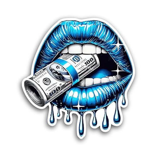 2 (Pieces) 3" and 5" Lips and Money Sticker, Waterproof Vinyl Decals for Many Purpose Like Cars, Tru