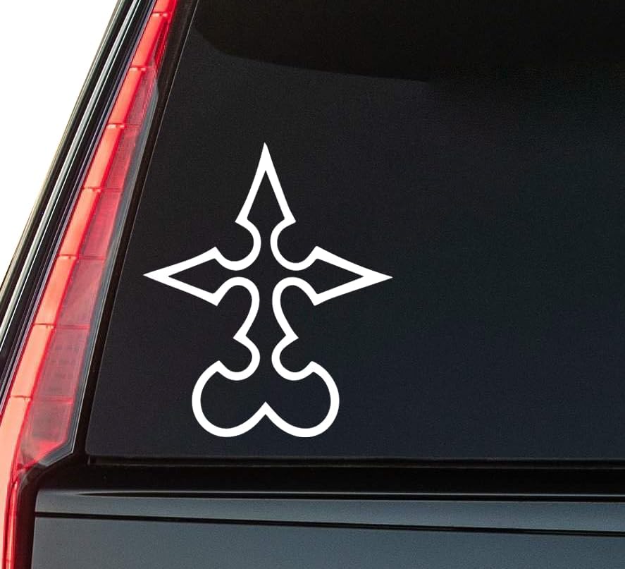 Decorative Cross Window Vinyl Decal Sticker 6" (White), Waterproof Vinyl Decals for Many Purpose Like Cars, Trucks, Laptops, Phones, Windows and More