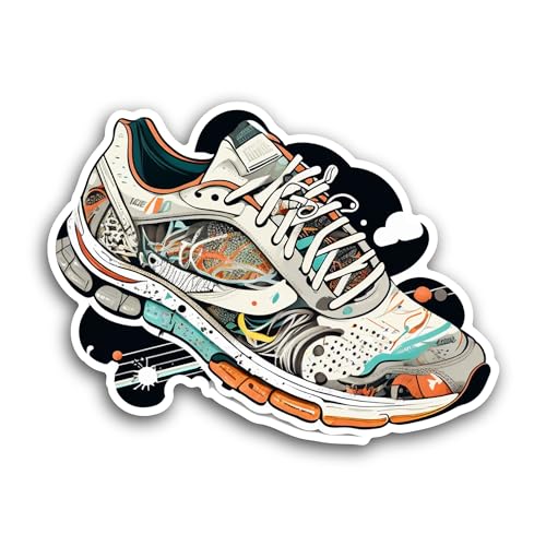 2 (Pieces) 3" and 5" Running Shoe Sticker, Waterproof Vinyl Decals for Many Purpose Like Cars, Truck