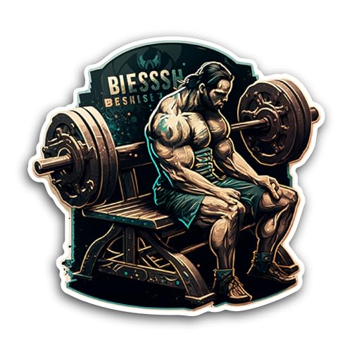 2 (Pieces) 3" and 5" Bodybuilder with Dumbbell Sticker, Waterproof Vinyl Decals for Many Purpose Lik