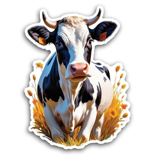 2 (Pieces) 3" and 5" Cow Portrait Sticker, Waterproof Vinyl Decals for Many Purpose Like Cars, Truck